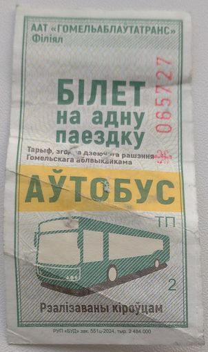 Билет без названия города и автопарка. Возможен обмен
