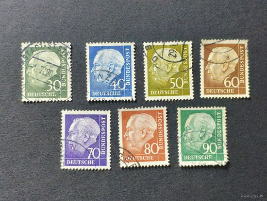 Германия 1957. Профессор Т. Хойсс - Новые размеры и цвета. Полная серия