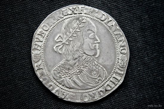 Талер 1656 г. Священная Римская Империя, Фердинанд III. С подвеса, кабинетная патина!