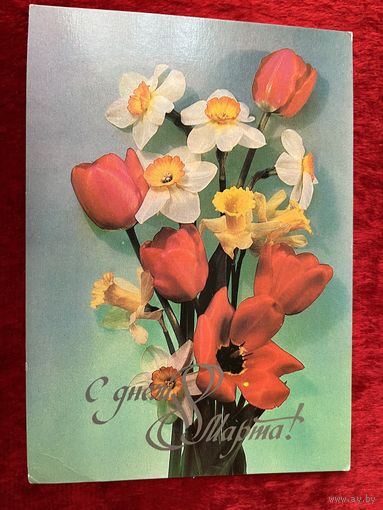 Чистая ОТКРЫТКА СССР. С ДНЕМ 8 МАРТА. ФОТО И. КАЗАКЕВИЧА. 1983 год.