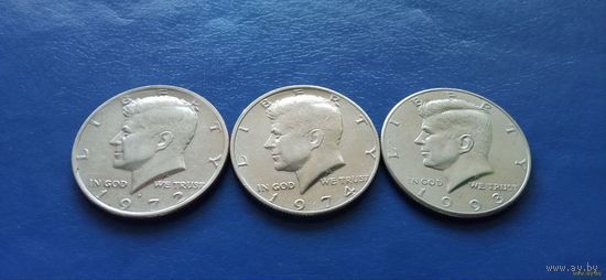 50 центов (1/2 доллара) 1972,1974 и 1993 год США ( Состояние на фото)