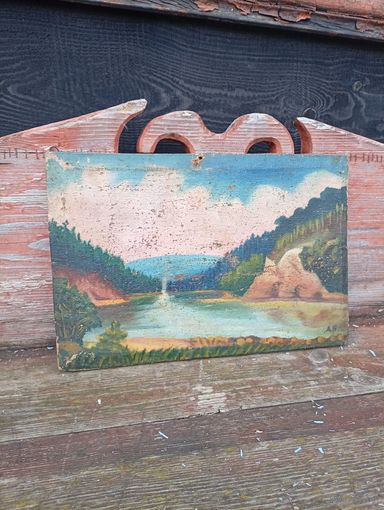 Старенькая "Картина с чердака" живопись, монограмма автора А.Б.