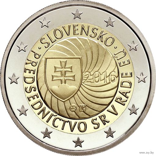 2 евро 2016 Словакия Председательство Словакии в Совете Европейского союза  UNC из ролла