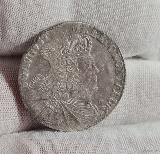 Орт 1754 18 грошей 1/4 талера серебро Август III М.Д. Лейпциг
