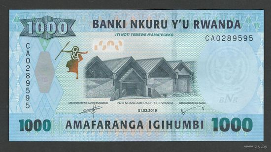 Руанда 1000 франков 2019 года. Тип P-W43. Состояние UNC