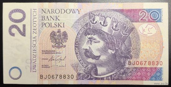 20 злотых 2016г, серия BJ