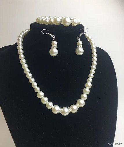 Красивые бусы в виде жемчуга, браслет и серьги