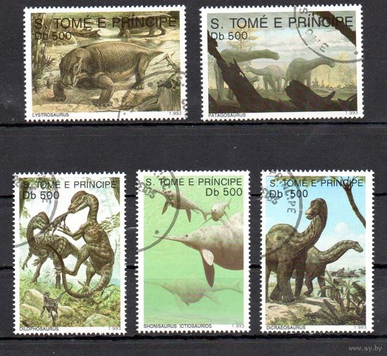Ископаемые животные Сан-Томе и Принсипи 1993 год 5 марок