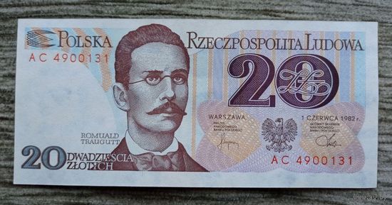 Werty71 Польша 20 злотых 1982 UNC банкнота