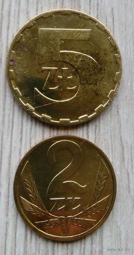 2,злотых 1988 г.5 злотых 1988 /одним лотом/