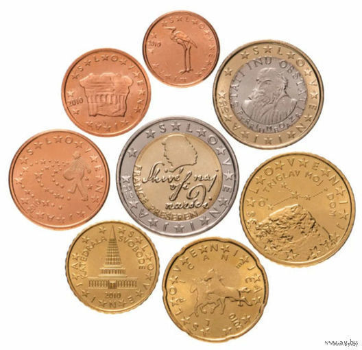 Словения набор монет 1, 2, 5, 10, 20, 50 евроцентов; 1, 2 евро, UNC. Предложи свою цену или обмен!