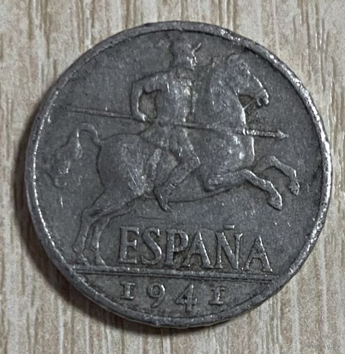 Монета Испания 10 сентимо 1941 год. С рубля без МЦ.