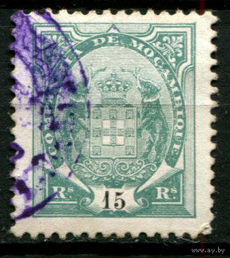 Португальские колонии - Мозамбик (Comp de Mocambique) - 1907 - Слоны с гербом 15R - [Mi.51] - 1 марка. Гашеная.  (Лот 161BA)