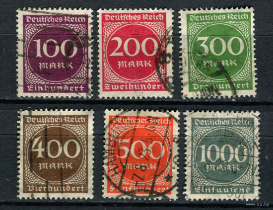 Рейх (Веймарская республика) - 1923 - Цифры - [Mi. 268-273] - полная серия - 6 марок. Гашеные.  (Лот 68BC)