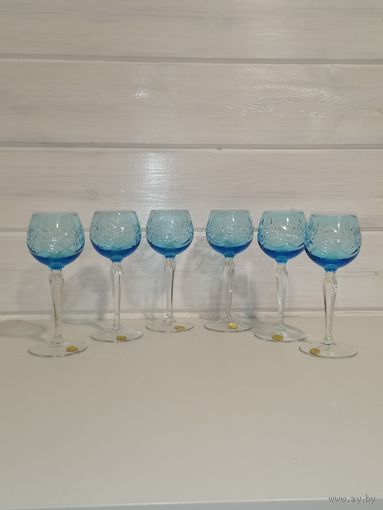 Бокалы, фужеры хрустальные. Богемия.
