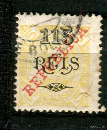 Португальские колонии - Гвинея - 1915 - Надпечатка REPUBLICA на новом номинале 115 REIS вместо 5R перф. 11 1/2 - [Mi.153D] - 1 марка. Гашеная.  (Лот 84BG)