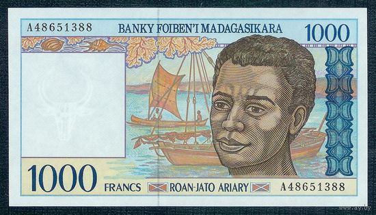 Мадагаскар 1000 франков 1994 год, UNC