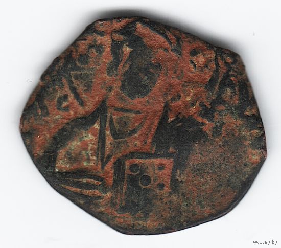 Византийская империя Фоллис анонимный (40 нуммий) XI в. Н.Э. ЛС - Бюст Иисуса Христа в фас. ОС - Надпись "Иисус Христос - царь царей" в углах креста