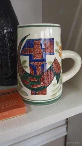Кружка пивная Конаково Соцреализм , ручная роспись, агитация, не тиражная, редкая