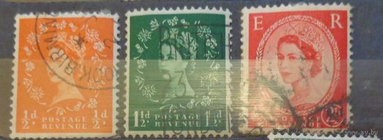 Королева Елизавета II. Великобритания. Дата выпуска: 1952-1953 3 шт
