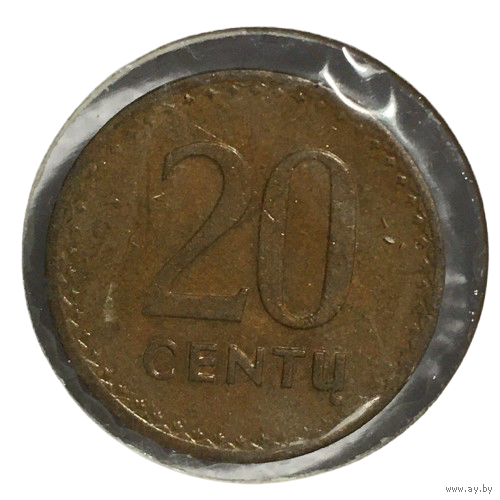 Литва 20 центов, 1991 (холдер)