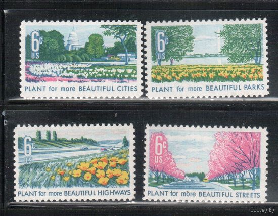 США-1969, (Мих.975-978) , ** , Парки, Цветы(полная серия)