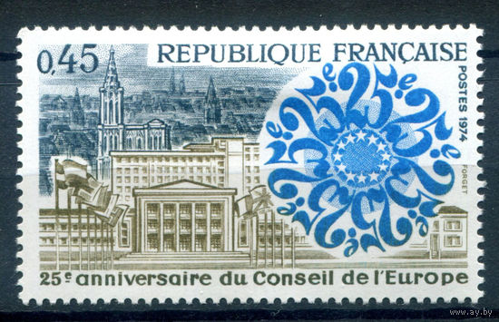 Франция - 1974г. - 25 лет Совету Европы, архитектура - 1 марка - полная серия, MH [Mi 1872]. #2-Fr-33-A-1