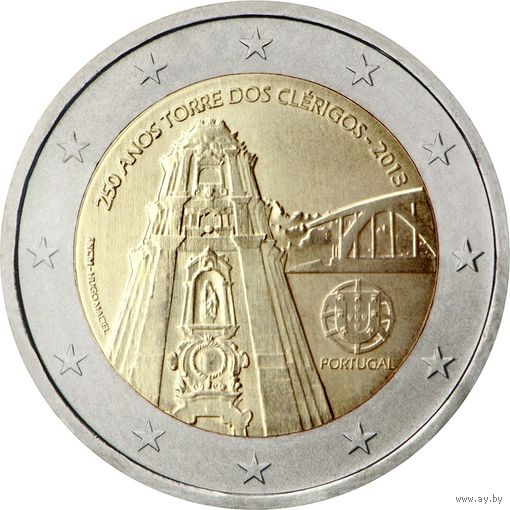 Португалия 2 евро, 2013 250 лет башне Клеригуш UNC из ролла