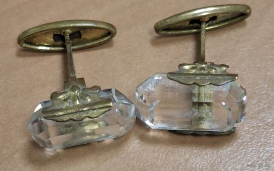 Запонки СССР. Горный хрусталь.