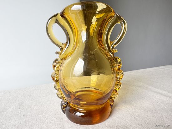 Ваза цветное стекло винтаж 15см