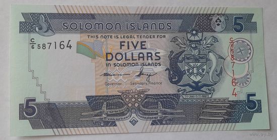 Соломоновы острова 5 долларов.(2)UNC