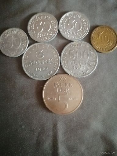 Монеты ГЕРМАНИЯ МАРКИ 1920е, 1969...