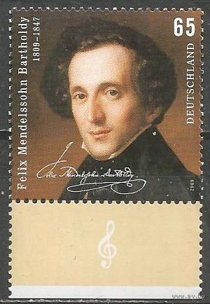 Германия. 200 лет со дня рождения Ф.Мендельсона. Композитор. 2009г. Mi#2720.