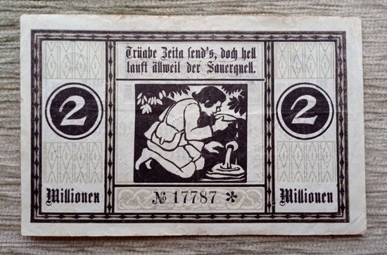 Werty71 Германия Веймар 2000000 марок 1923 банкнота 2 миллиона гроссгельд Вюртемберг Гёппинген