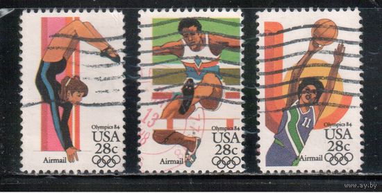 США-1983, (Мих.1636-1638) , гаш. , Спорт, ОИ-1984 , 3 марки