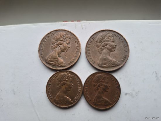 Сборный лот центов Австралия. Лот состоит из 4-х монет. Монеты не чищены. 807