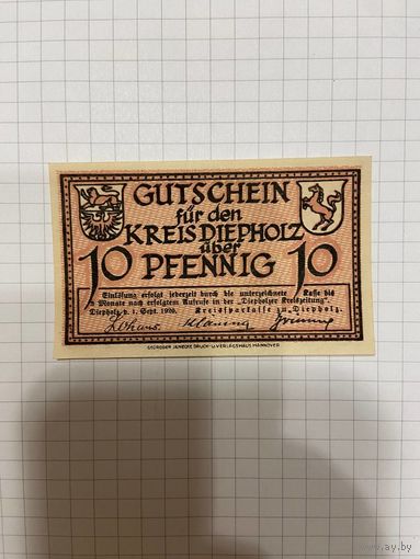 Нотгельд 10 пфеннигов. Германия. Веймарская республика Дипхольц-0201