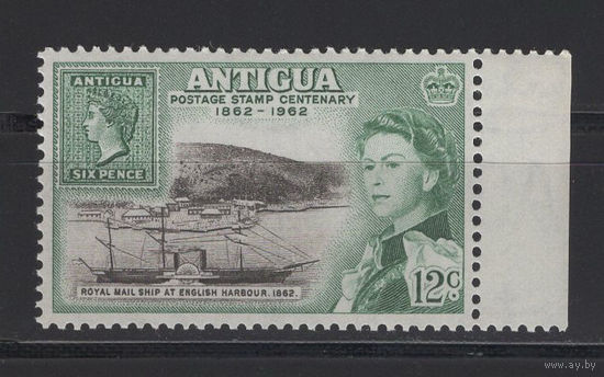 Антигуа 1962 ** 12с, 100 лет почтовой марке, Королевский почтовый корабль в Английском порту 1862, марки на марках