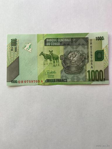 Конго 1000 франков 2022 год UNC