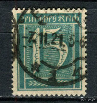 Рейх (Веймарская республика) - 1921 - Цифры 15 Pf - [Mi.160] - 1 марка. Гашеная.  (Лот 78BC)