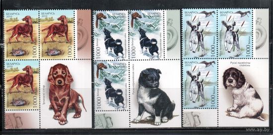 Беларусь-2010,(Мих.837-839)  **  , Собаки, с куп.