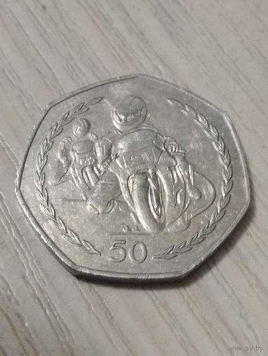 Остров Мэн 50 пенсов 1997г. Мотогонки