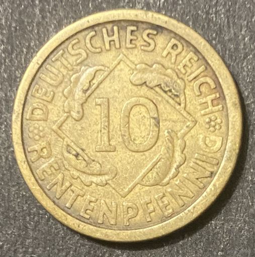 Монета 10 пфеннигов 1924 год. Веймарская республика .