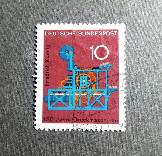 Марка Германия 1968 год   150 лет печатному станку