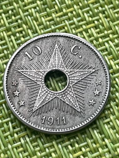 Бельгийское Конго 10 сентим 1911 г