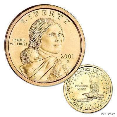 1 доллар 2001 год США Сакагавея P (Состояние на фото)