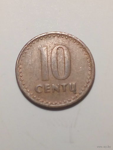 10 центов Литва 1991 год. толтая