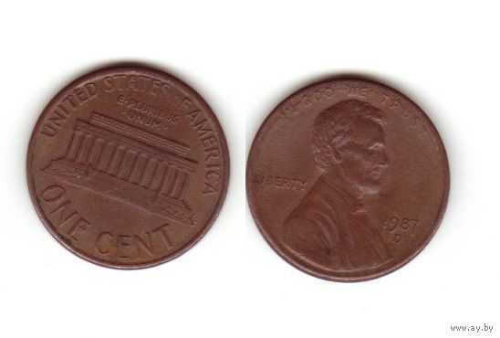 1 цент 1987 год D США