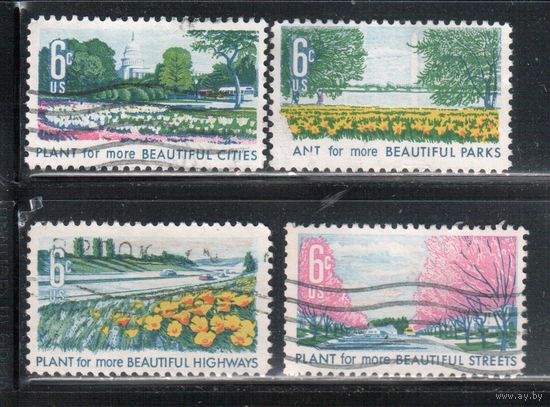 США-1969, (Мих.975-978) , гаш. , Парки, Цветы(полная серия)(2)