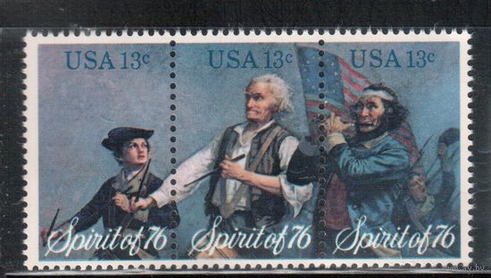 США-1976, (Мих.1197-1199),  ** , 200-лет США,  Живопись(полная серия)